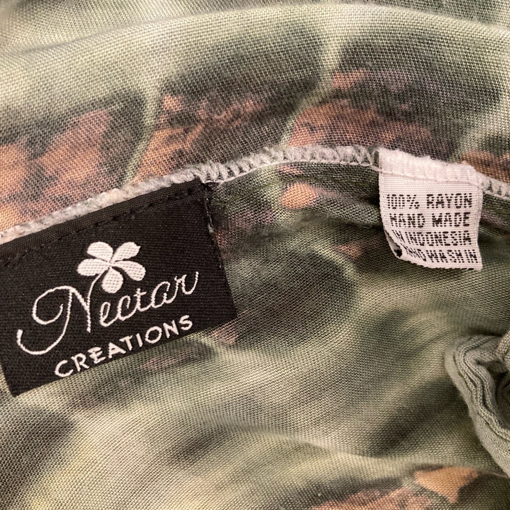 Nectar Creations Green& Tan Tie Dye Maxi Dress W/ Uneven Hem — image 2 of 7